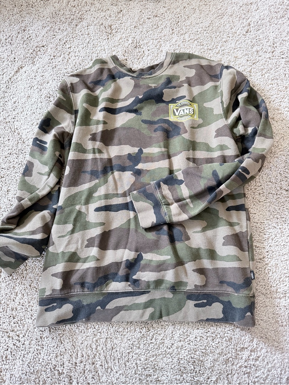 Vans Men's Camouflage Crewneck Sweatshirt - Green, Brown, Black